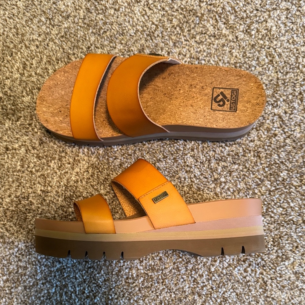 Born Mustard Slide Sandals
